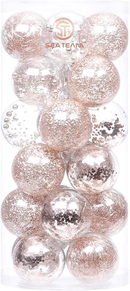 Amazon.com: Sea Team Shatterproof Clear Plastic Christmas Ball Ornaments Decorative Xmas Balls Ba... | Amazon (US)