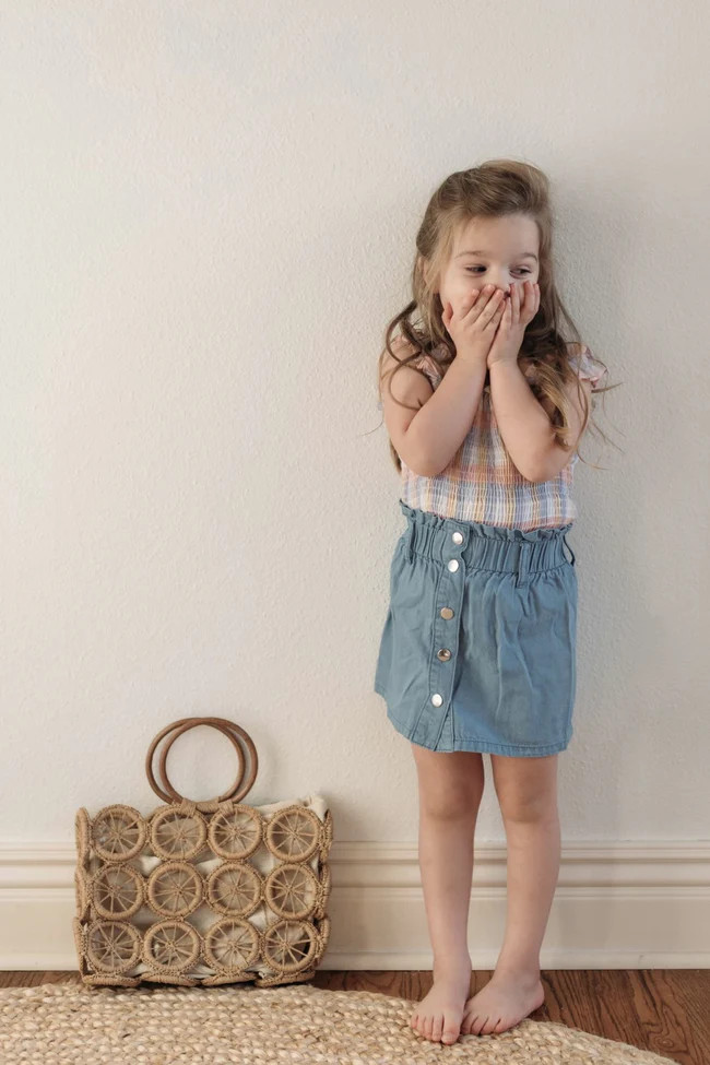 Surprise Element Girls Blue Chambray Paperbag Skirt FINAL SALE | Pink Lily
