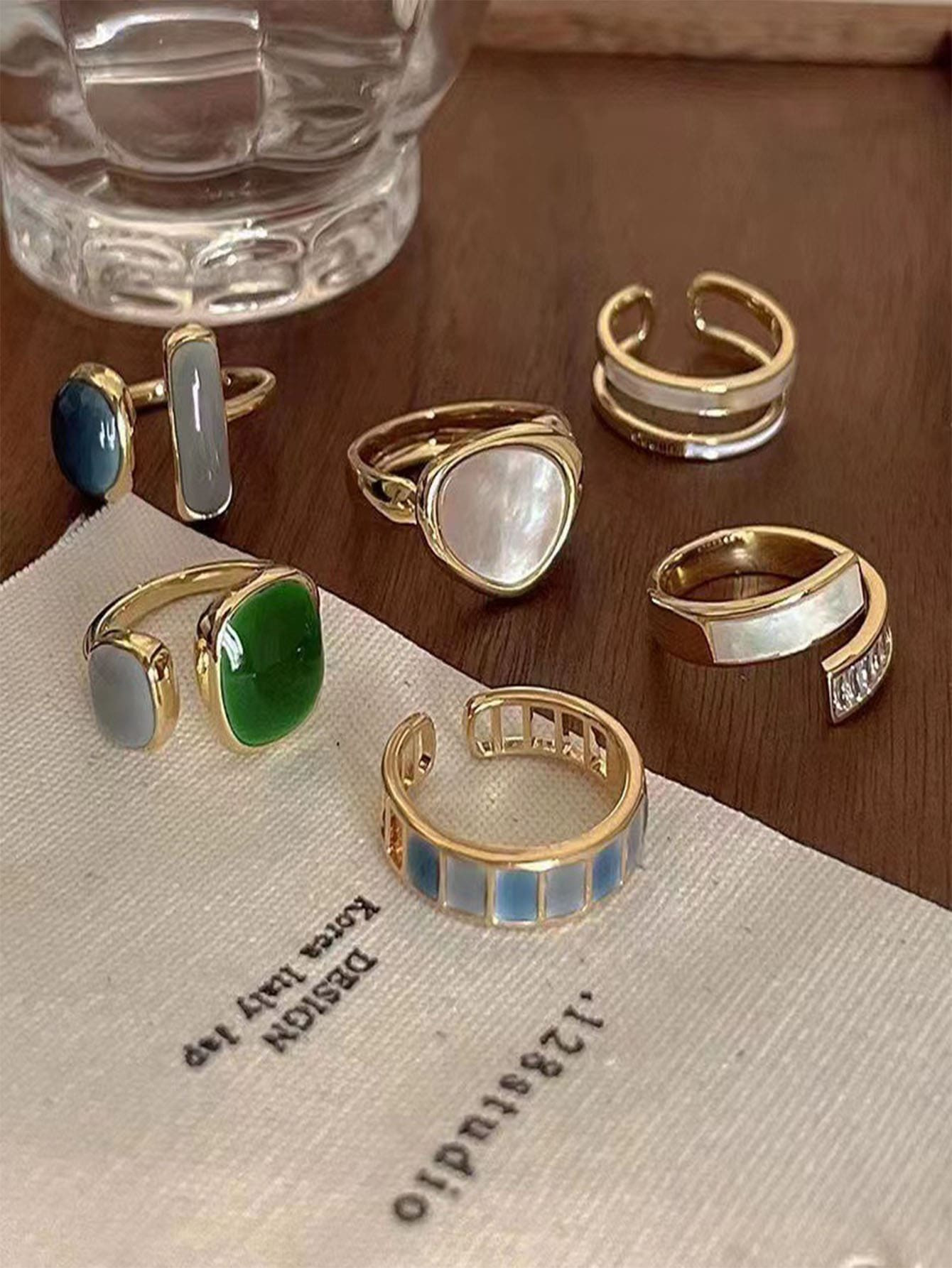 6pcs/Set Women's Emerald Ring, Minimalist Design With High-End And Luxurious Feeling, Adjustable ... | SHEIN