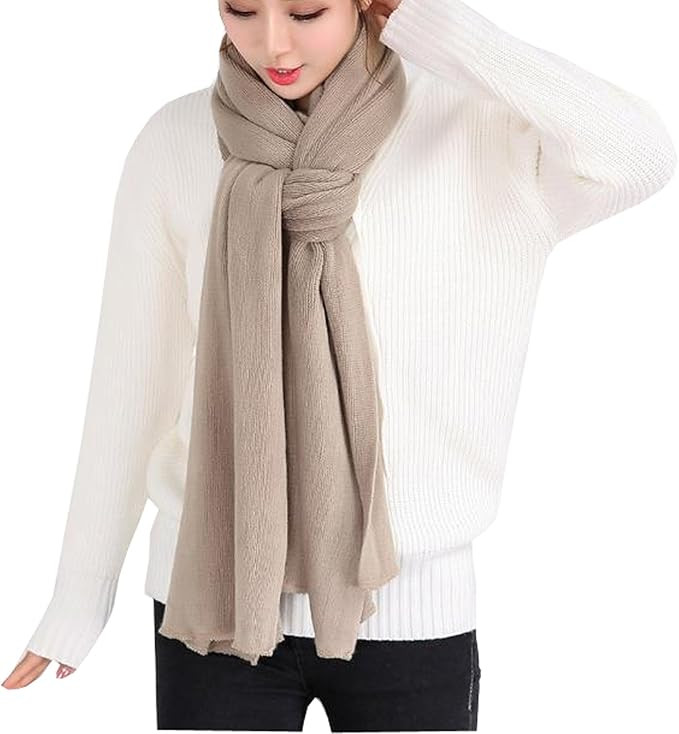 Wander Agio Women's Warm Long Shawl Winter Warm Large Scarf Pure Color | Amazon (US)