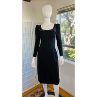 Vintage St John Black Knit Dress with Beaded Neckline, 2/4 | Etsy (US)