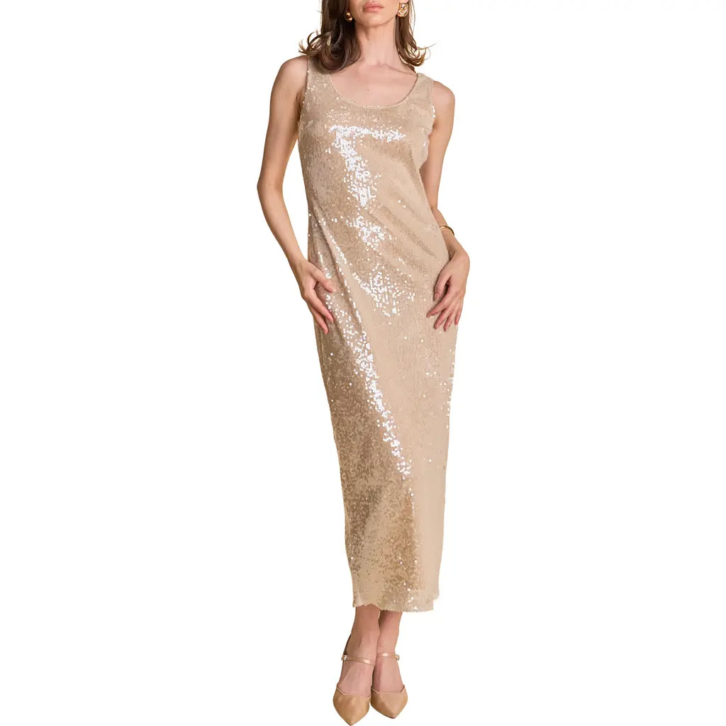 Endless Rose Sequin Sleeveless Maxi Dress in Beige at Nordstrom, Size Medium | Nordstrom