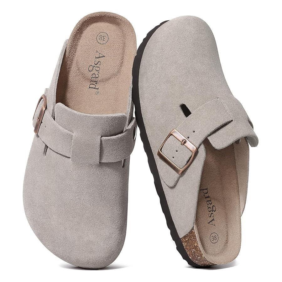 Asgard Women's Suede Clogs Leather Mules Arch Support Potato Shoes with Comfort Cork Footbed | Amazon (US)