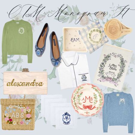 Over the Moon Monogram favorites, including Parterre x Le Lion sweater, cocktail napkins, Margaux flats, signet ring, Edie Parker acrylic clutch, ring dish, monogrammed pajamas, & Olympia Le-Tan book clutch. 

#LTKwedding #LTKstyletip #LTKSeasonal