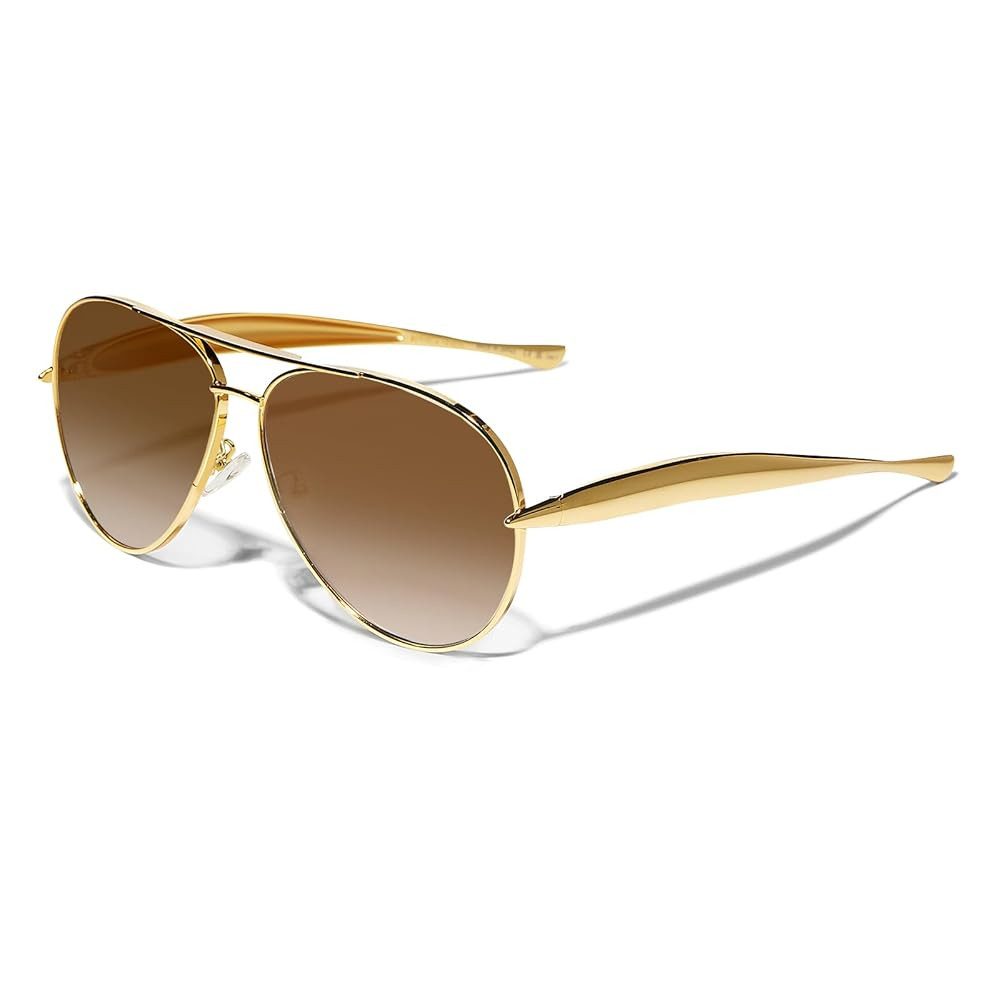 Retro Gold Aviator Sunglasses for Women Men, 2025 Metal Oversized 70s Aviators Sun Glasses | Amazon (US)