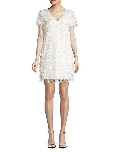 V-Neck Sequin Fringe Mini Dress | Saks Fifth Avenue OFF 5TH