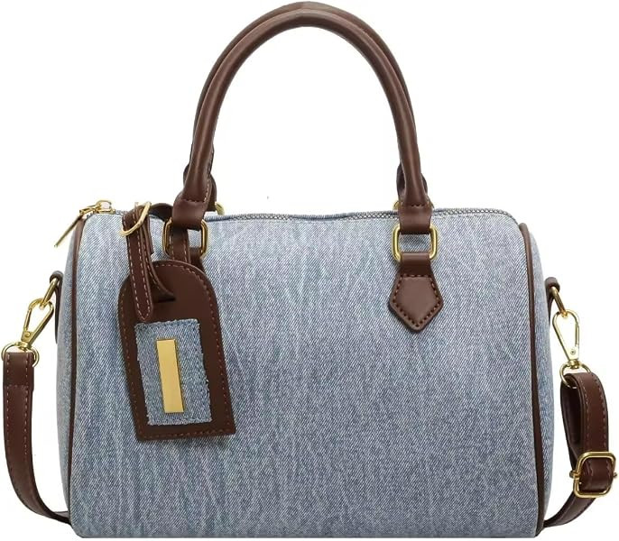 Women's Denim Canvas Crossbody Bag with Top Handle \u2014 Small Zip-Top Shoulder Purse for Travel... | Amazon (US)