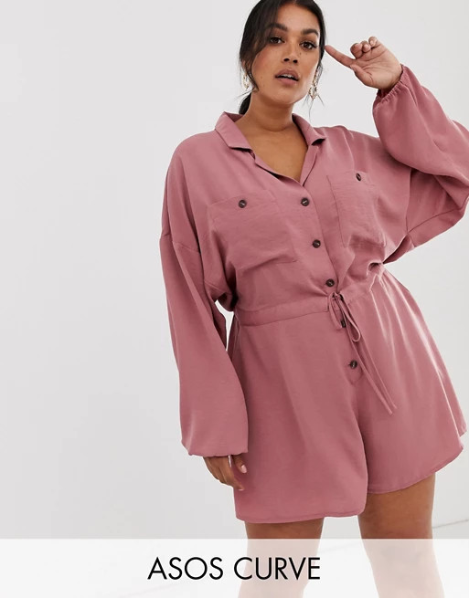 ASOS DESIGN Curve slouchy waisted boiler romper | ASOS US