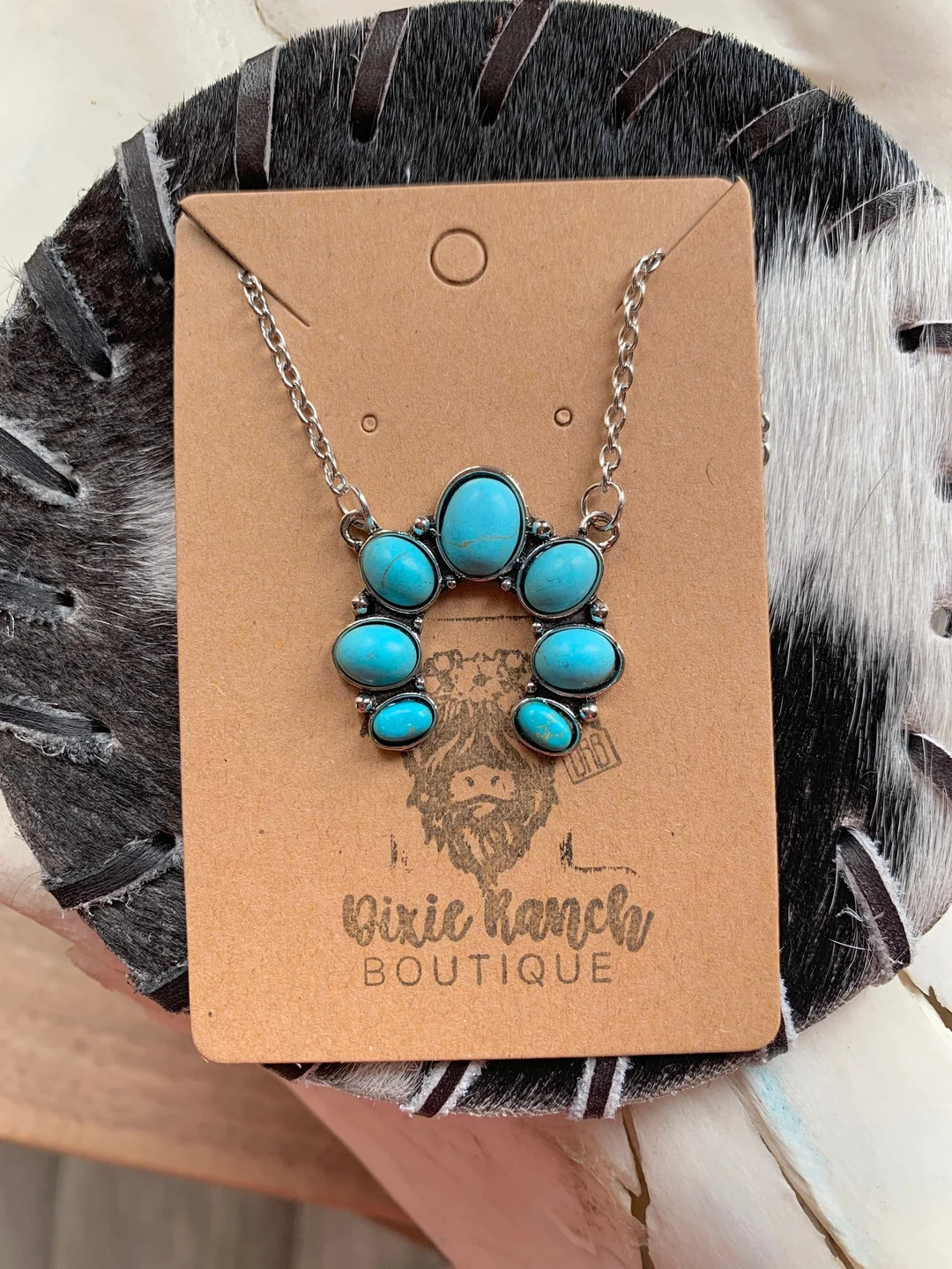 Western Faux Turquoise Squashblossom Cluster Necklace - Etsy | Etsy (US)