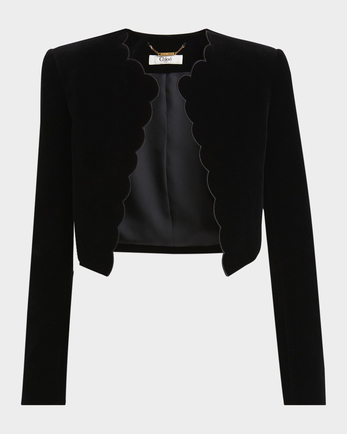 Scalloped Velvet Crop Jacket | Neiman Marcus