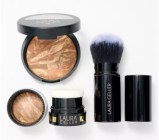 Laura Geller Balance and Brighten Home & Away Set with Brush - QVC.com | QVC