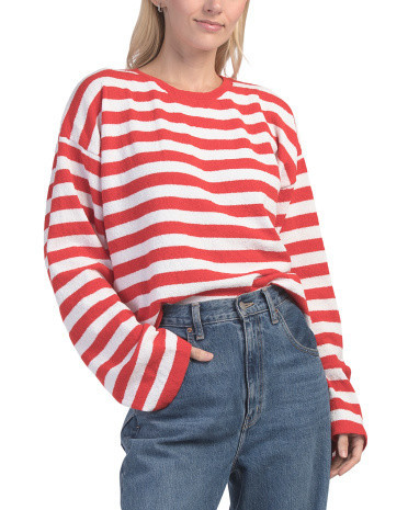 Striped Crew Neck Sweater, Polyester | TJ Maxx