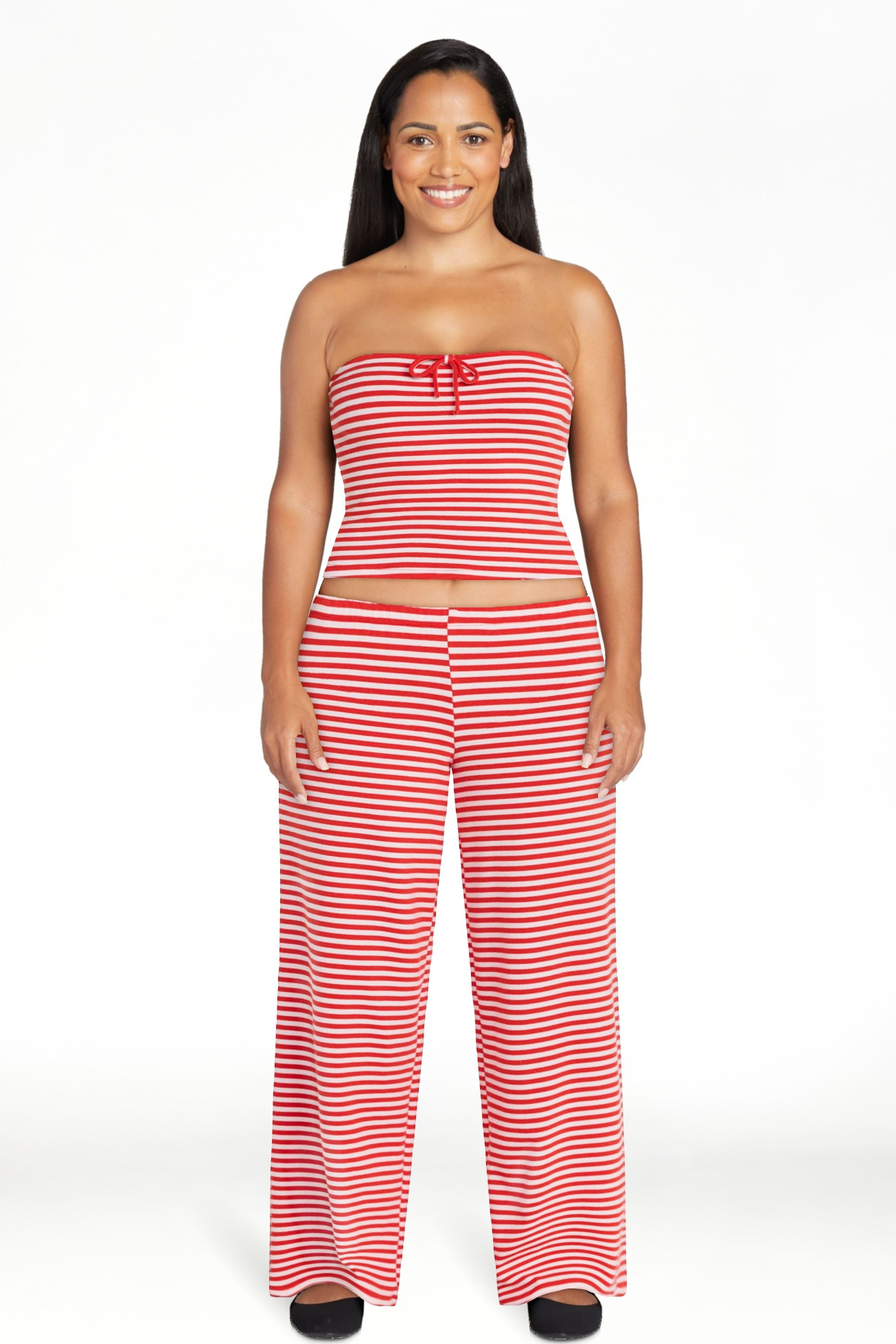 No Boundaries Striped Tube Top and Pants Set, 2-Piece, Women's XXS-XXL | Walmart (US)