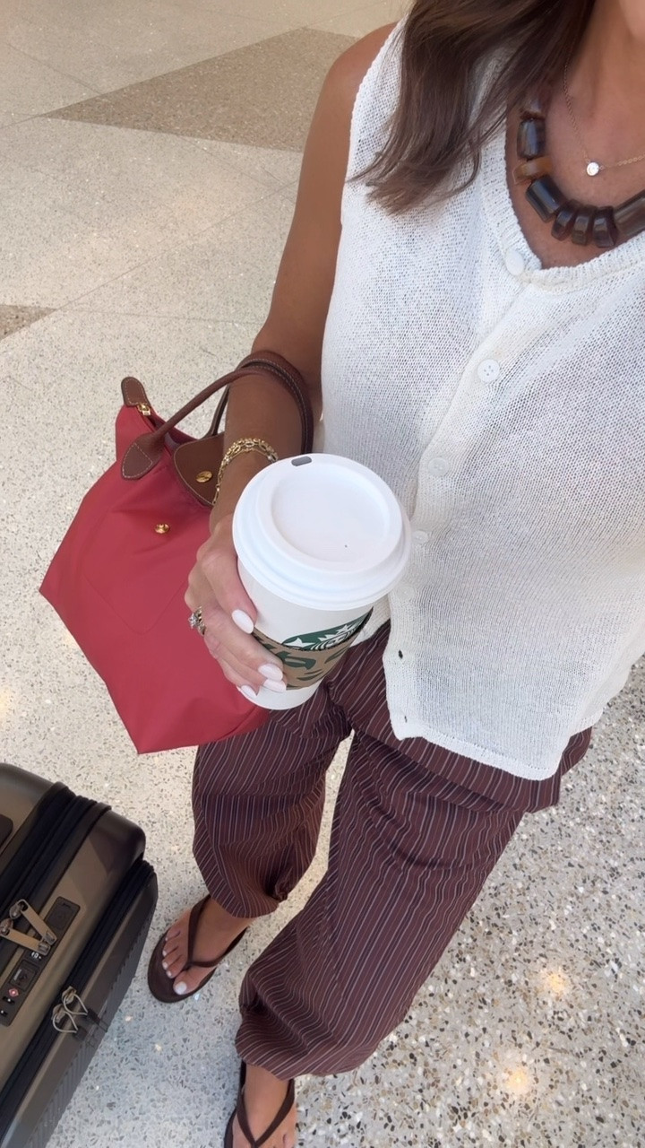 Today’s travel look. Poplin stripe balloon pant. 
Pants XS. Sweater XS.

#LTKootd #LTKTravel #LTKSeasonal
