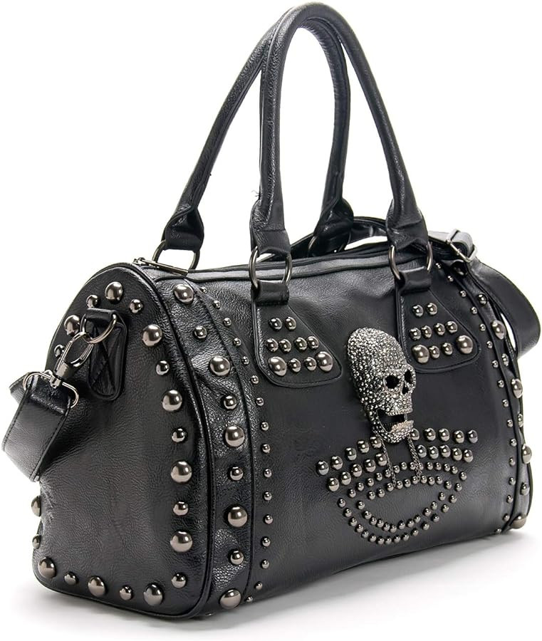 Women Skull Handbag Large Capacity Gothic Shoulder Bag Studded Doctor Handbag | Amazon (US)