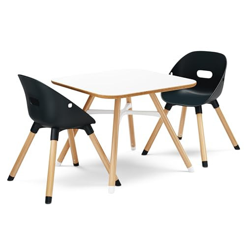 Lalo The Play Kit - Kids Table & Chairs Set with Sustainably Sourced Wood Table & 2 Non-Toxic Bucket Seat Chairs - Safe & Comfortable - Coconut/Licorice | Amazon (US)