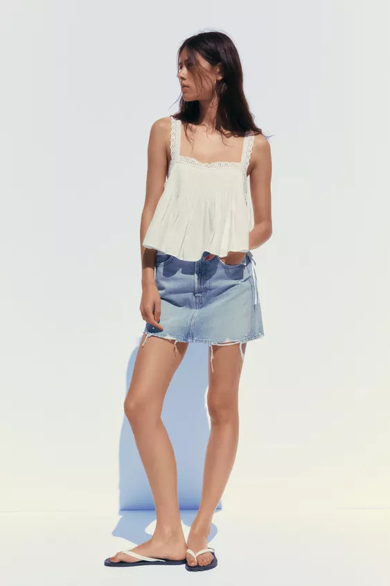 EMBROIDERED TIE TOP | Zara US