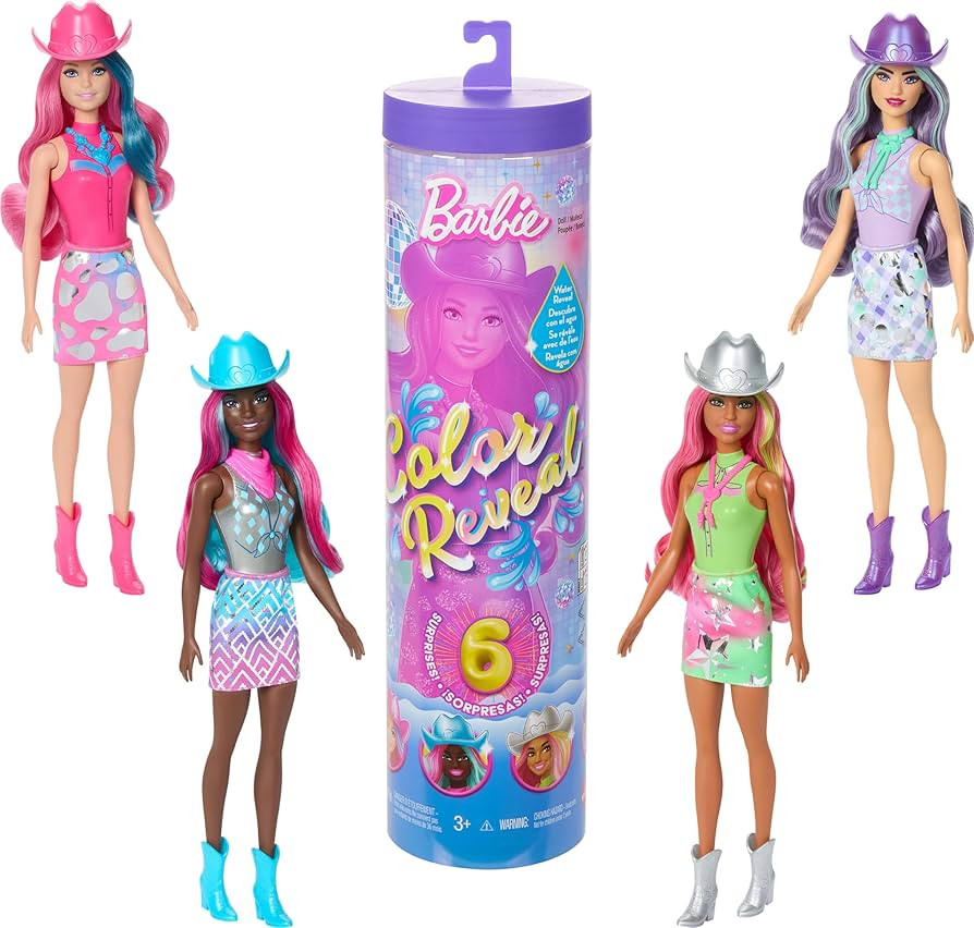 Barbie Color Reveal Fashion Doll & Accessories with 6 Surprises, Disco Star Series with Metallic ... | Amazon (US)
