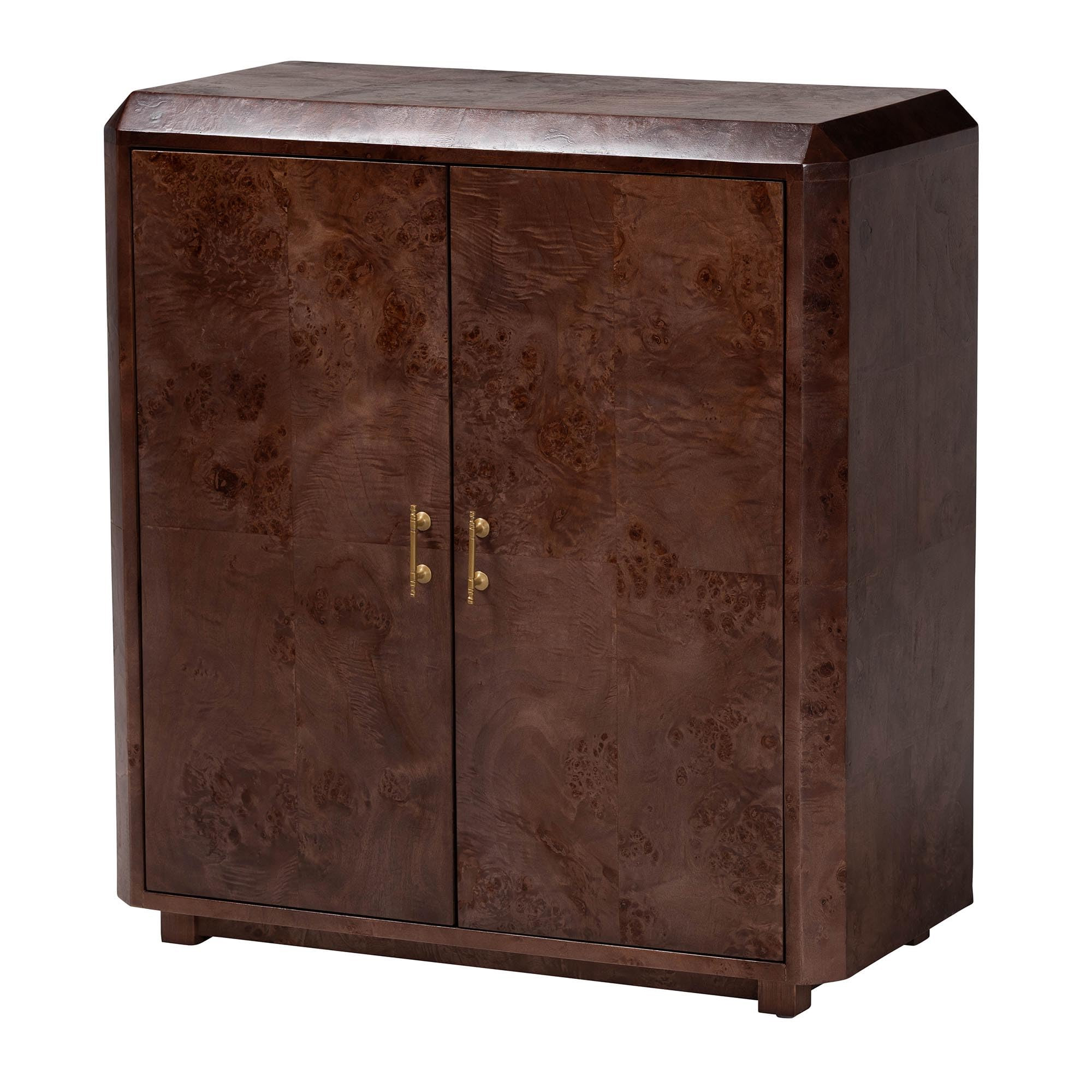 Bali & pari Valora Real Burl Wood Storage Cabinet in Dark Walnut Brown - Modern Accent Cupboard w... | Amazon (US)