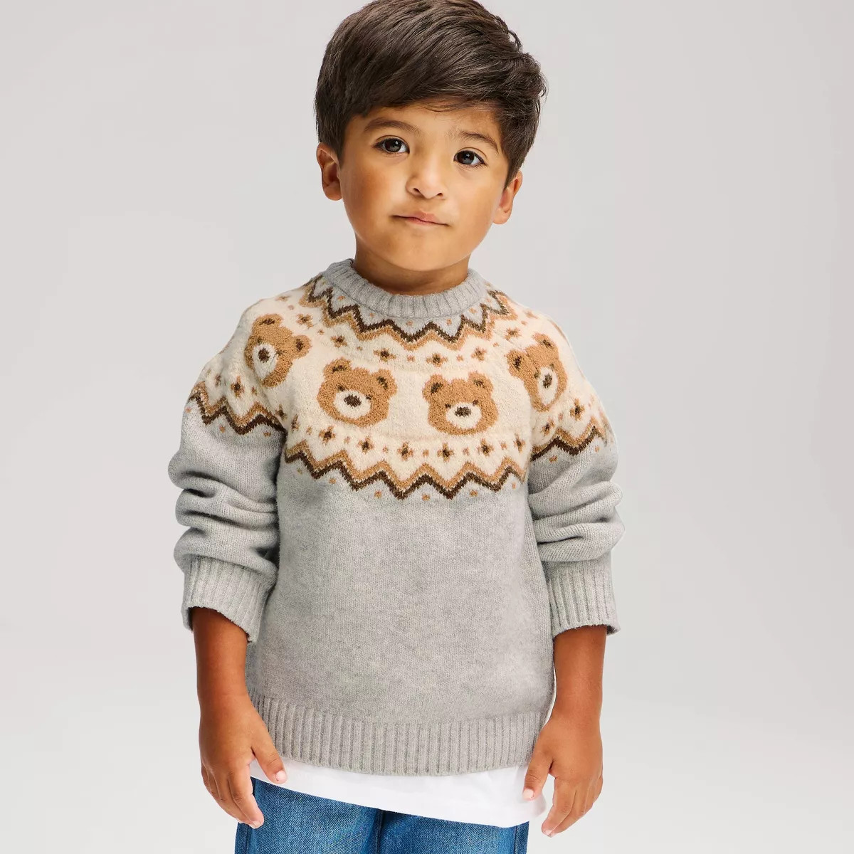 Toddler Boys\u2019 Emotional Crewneck Sweater - Cat & Jack\u2122 Heather Gray 12M | Target