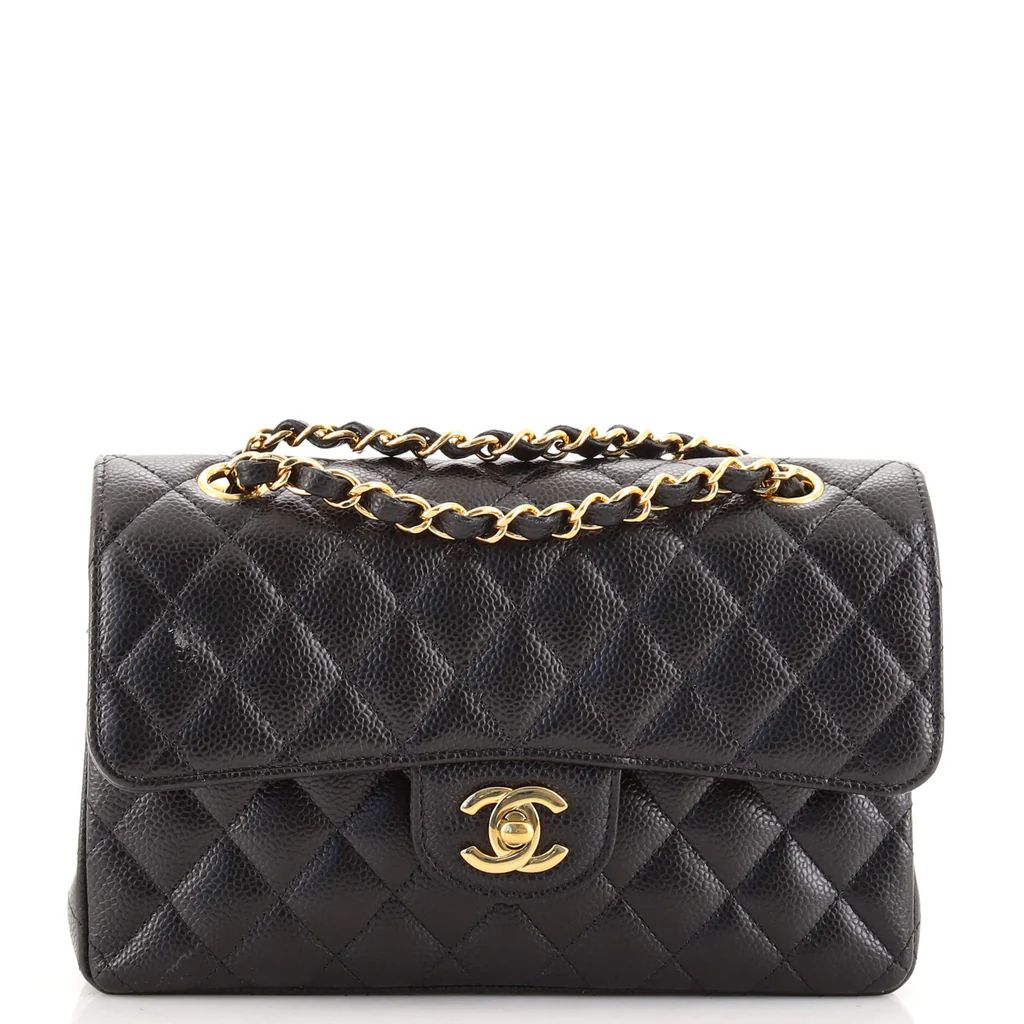 Chanel Classic Double Flap Bag Quilted Caviar Small Black 1484891 | Rebag