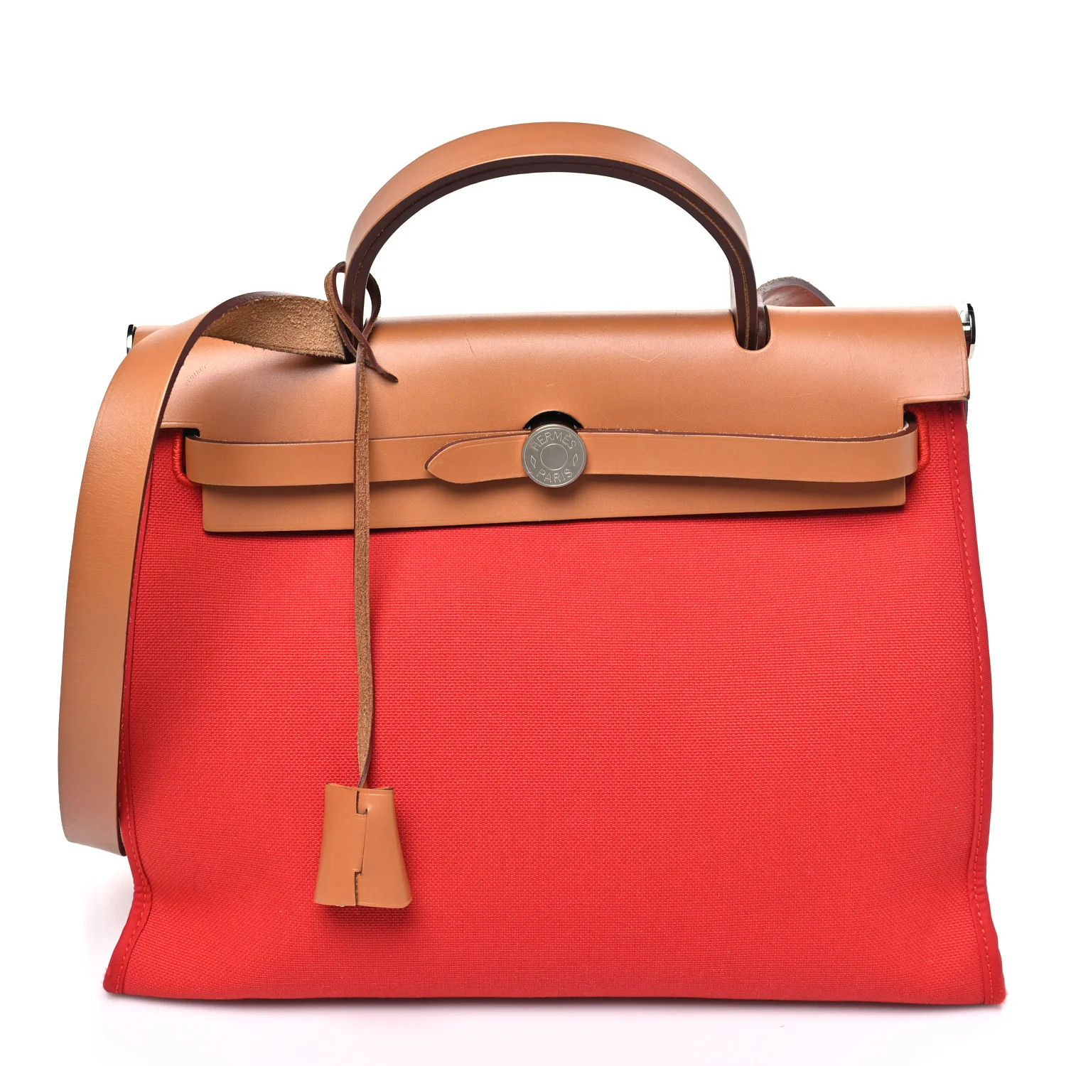 Vache Hunter Toile Herbag Zip 31 PM Rouge Tomate Natural | FASHIONPHILE (US)