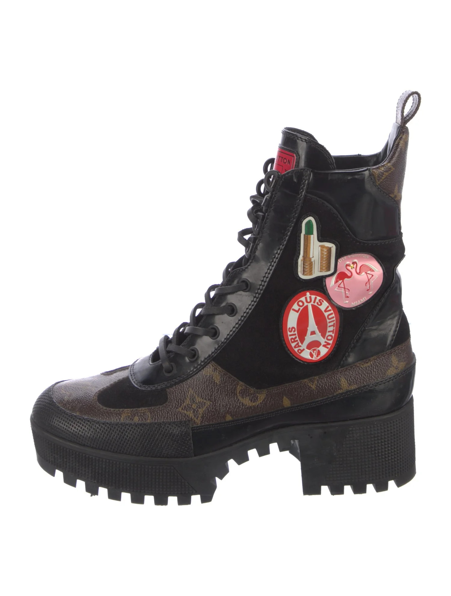 LV Monogram Suede Combat Boots | The RealReal