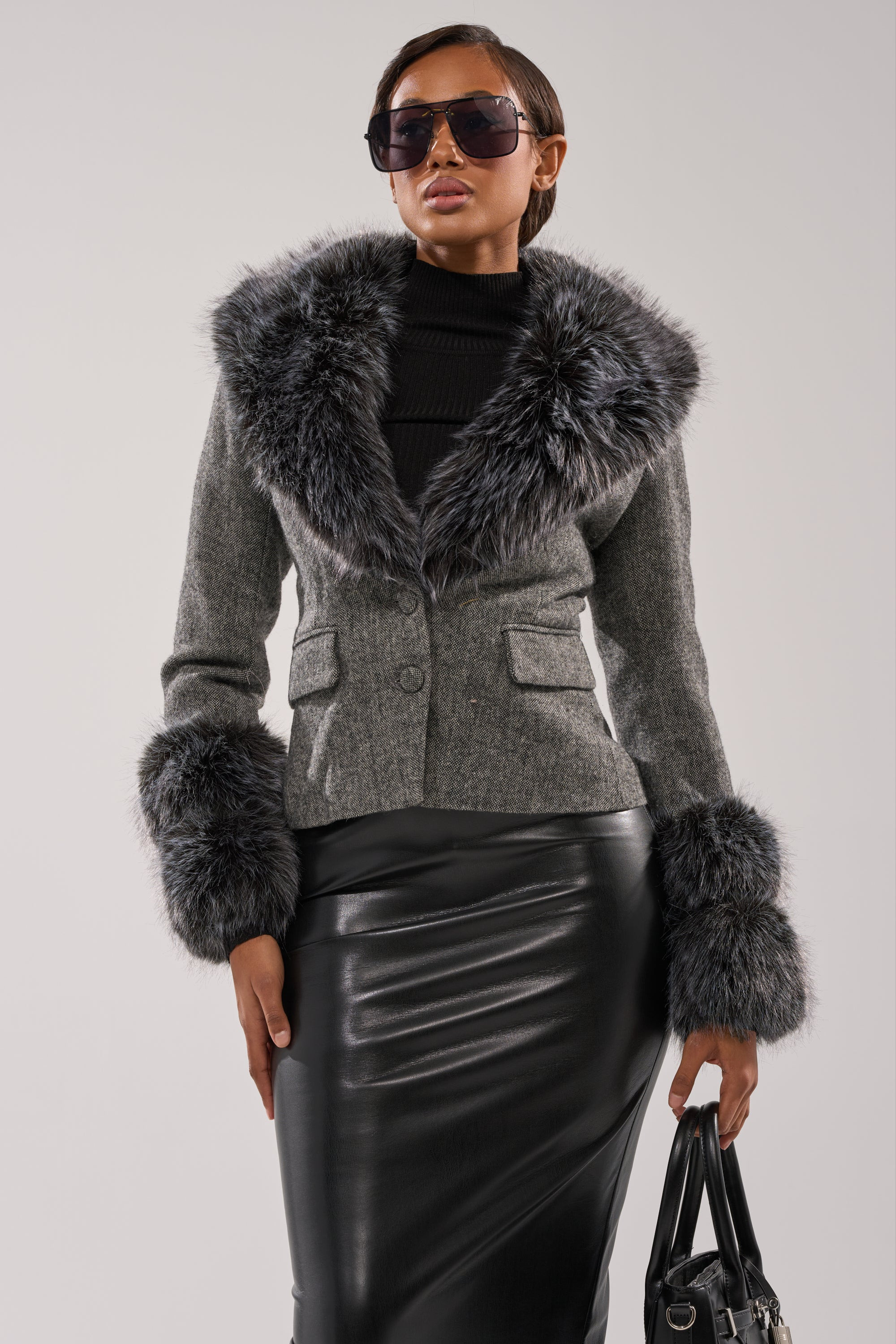 I SEE LONDON FUR TRIM BLAZER | AKIRA