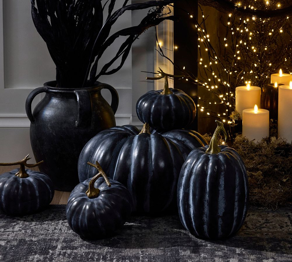 Faux Black Pumpkins &amp; Gourds | Pottery Barn (US)