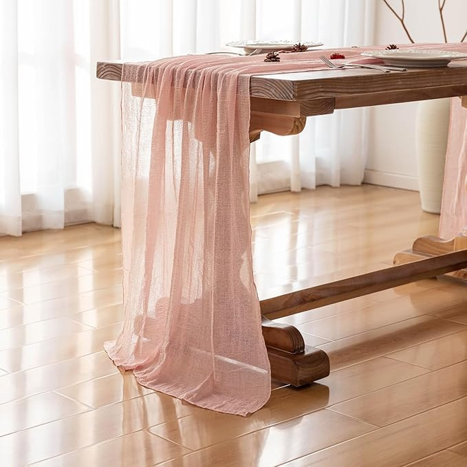 Keketo Blush Pink Valentine's Day Table Runner Cheese Cloth Rustic Gauze Cheesecloth Table Runner... | Amazon (US)