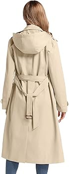 Women's Waterproof Long Trench Coat Double Breasted Length Classic Lapel Belt Coat With Removable... | Amazon (US)