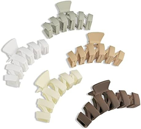 Big Hair Claw Clips, 4.5 Inch Non-Slip Matte Large Claw Clips, 5 Color Strong Hold Perfect for Wo... | Amazon (US)