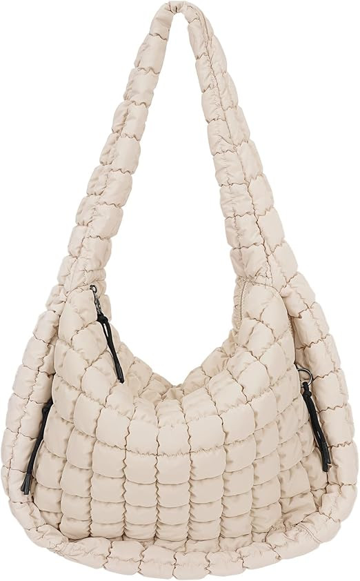 Quilted Tote Bag Large Carryall Puffer Shoulder Bag Lightweight Padding Hobo Bag | Amazon (US)