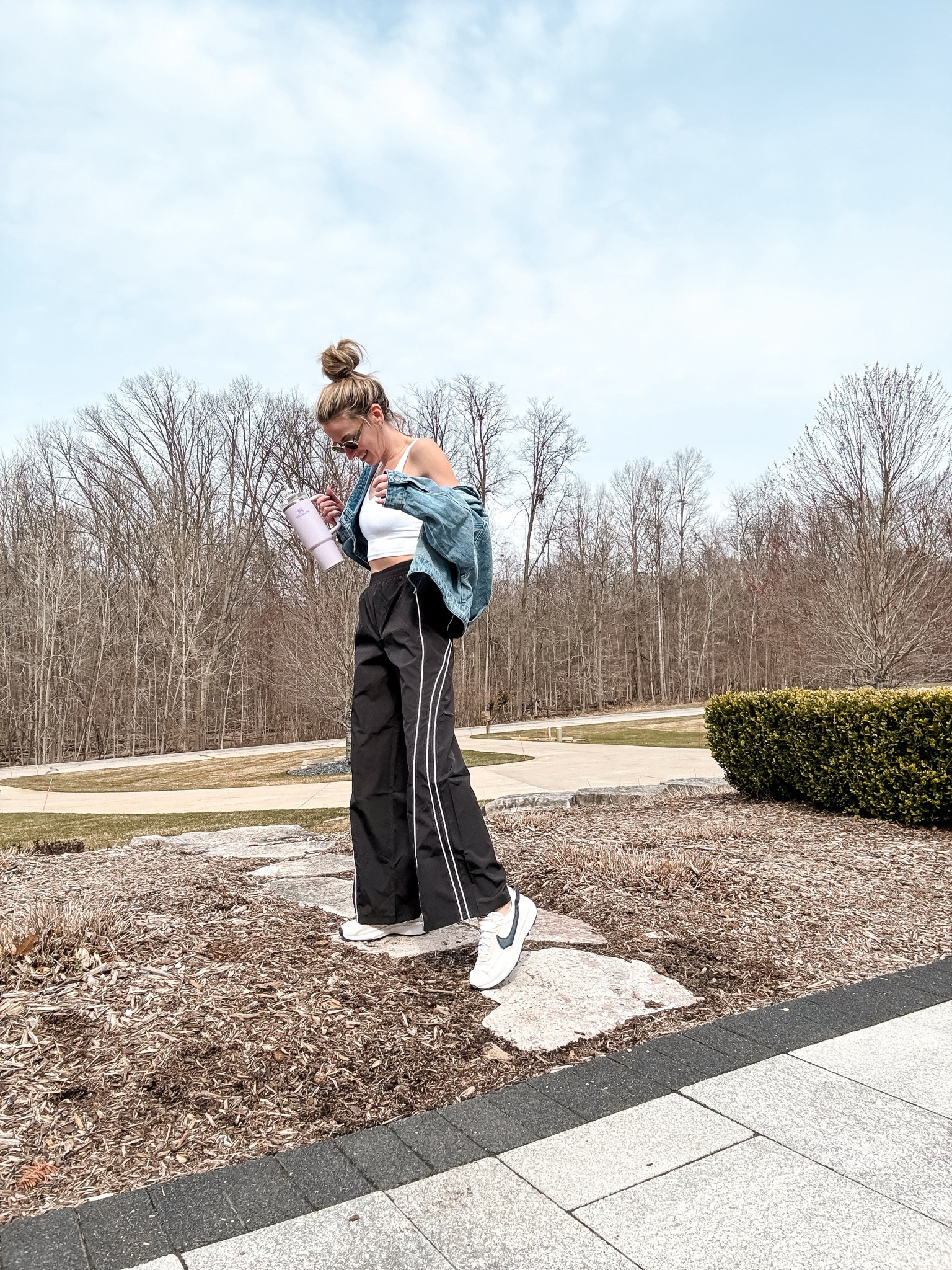 Code: JENNAMC10 to save on the sunglasses!

Amazon, spring fashion, fines for women, outfit, ideas, sporty, soccer, mom and baseball, mom outfit, ideas for spring sports, wide leg, black track pants pull on lounge pants for women and hooded denim jacket