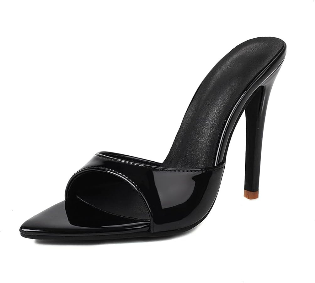 MRKEWUNEY Heeled Mules for Women Metallic Slip On Mules Backless Stiletto Heels | Amazon (US)