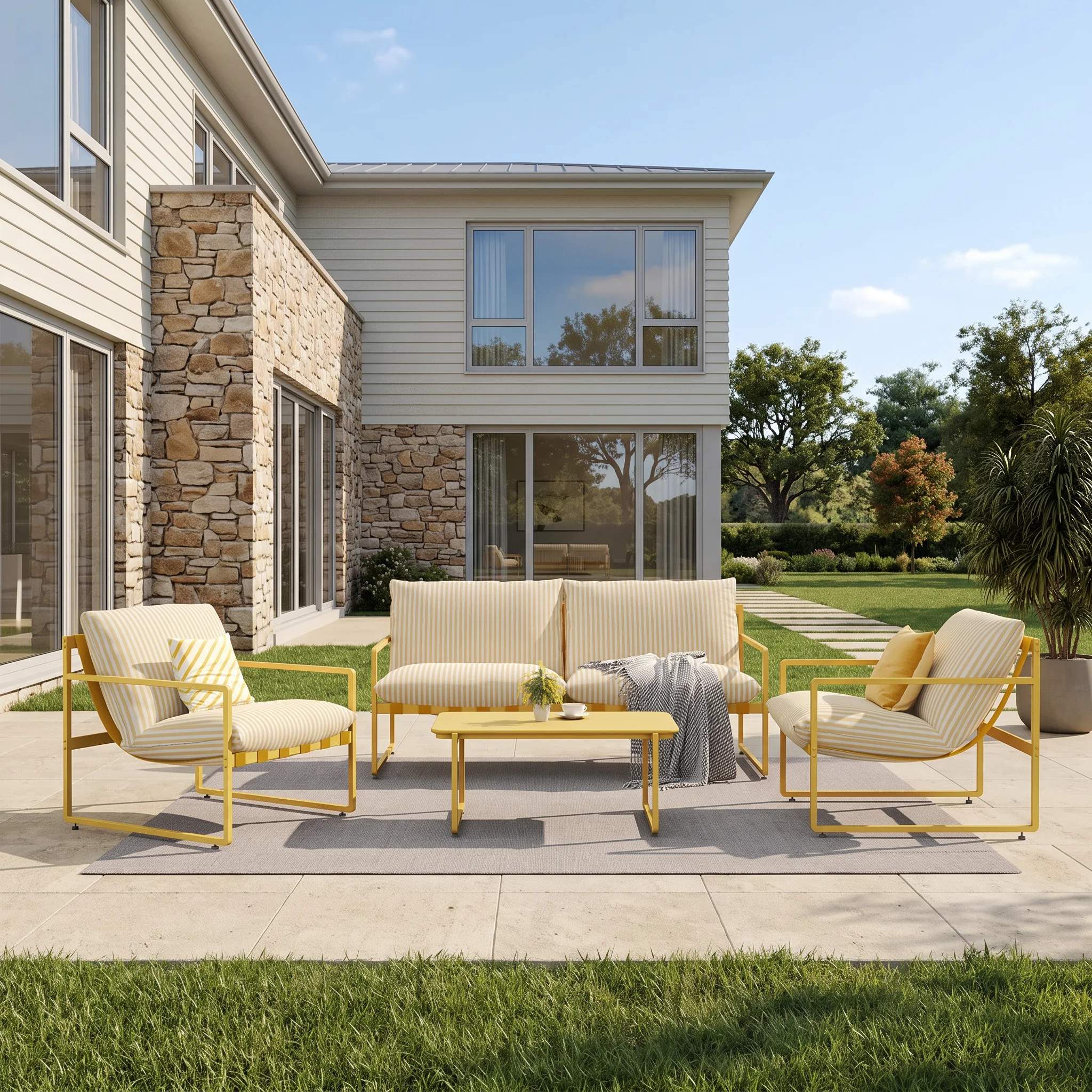 Modular All-Steel Webbing Sofa Set Of 4-Piece | Wayfair North America