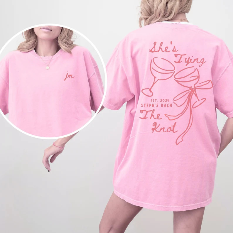 Tying the Knot, Champagne Bachelorette Shirts, Bridal Party Gifts, Wine Bachelorette, Cocktail Ba... | Etsy (US)