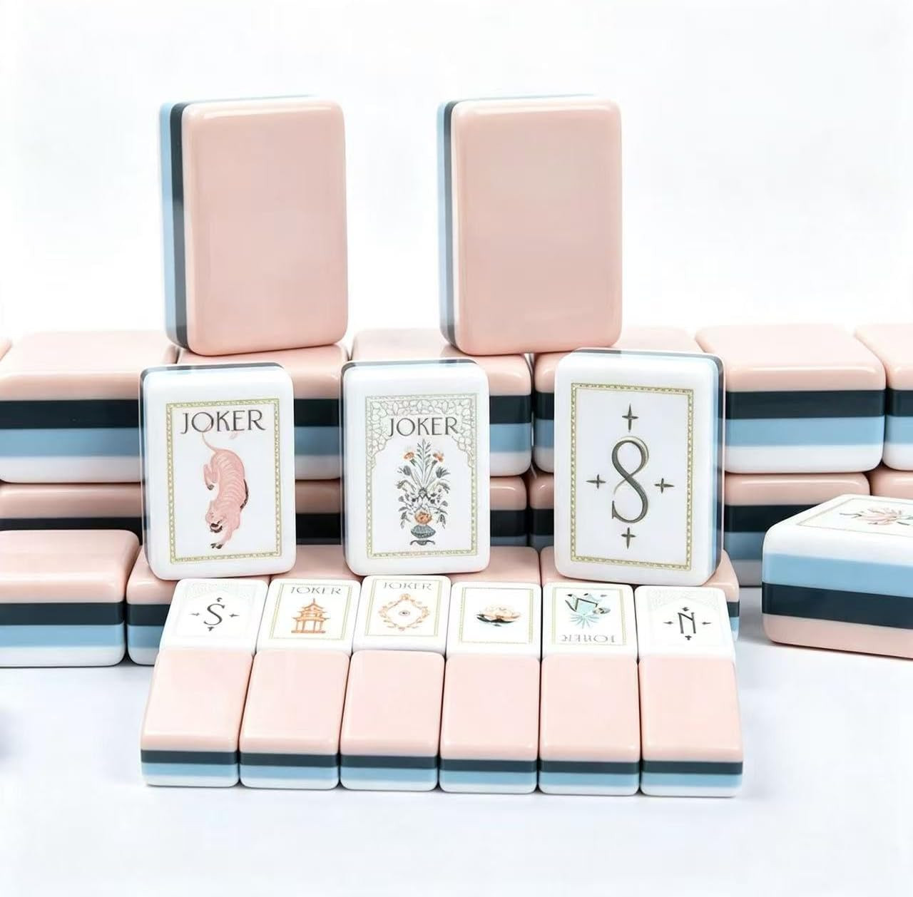 4 Layer Mahjong Tiles, 160 Pcs Gold Trim Deep Engraved Majiang Set | Amazon (US)