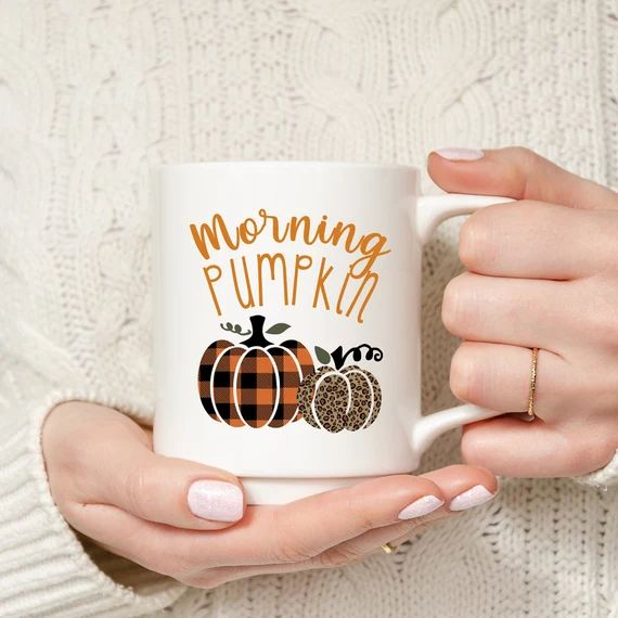 Morning Pumpkin Mug| Fall Coffee Mug| Fall Mug| Pumpkin Mug| Plaid Pumpkin| Leopard Print| Coffee... | Etsy (US)
