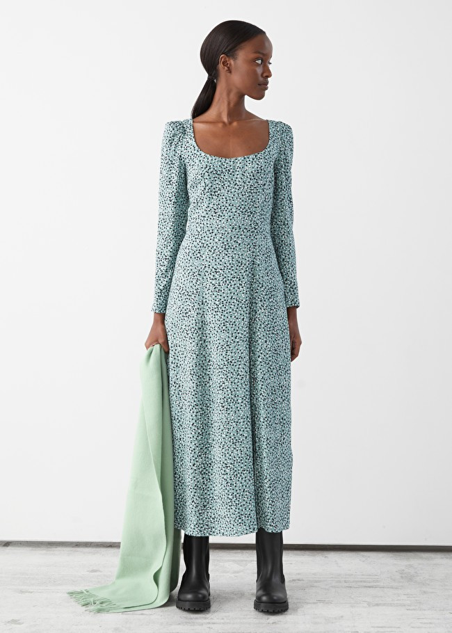 Scoop Neck Puff Shoulder Midi Dress | & Other Stories (EU + UK)