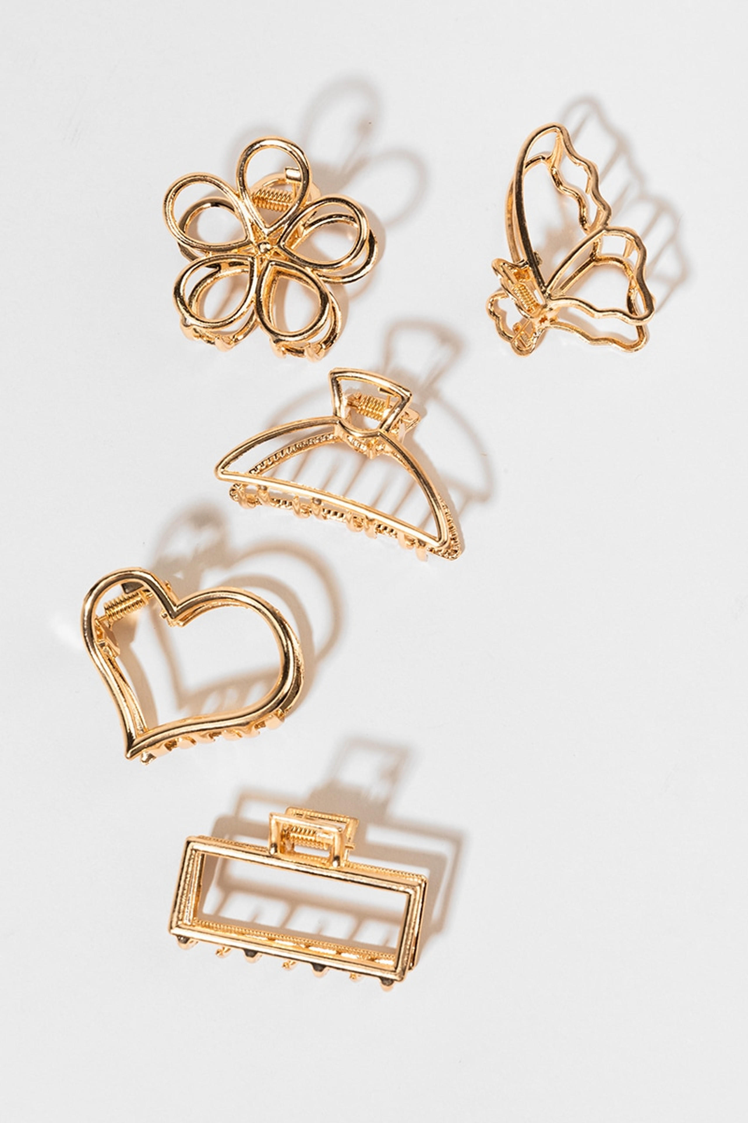 Amy Gold Multi Shape Claw Clip Set | Francesca's