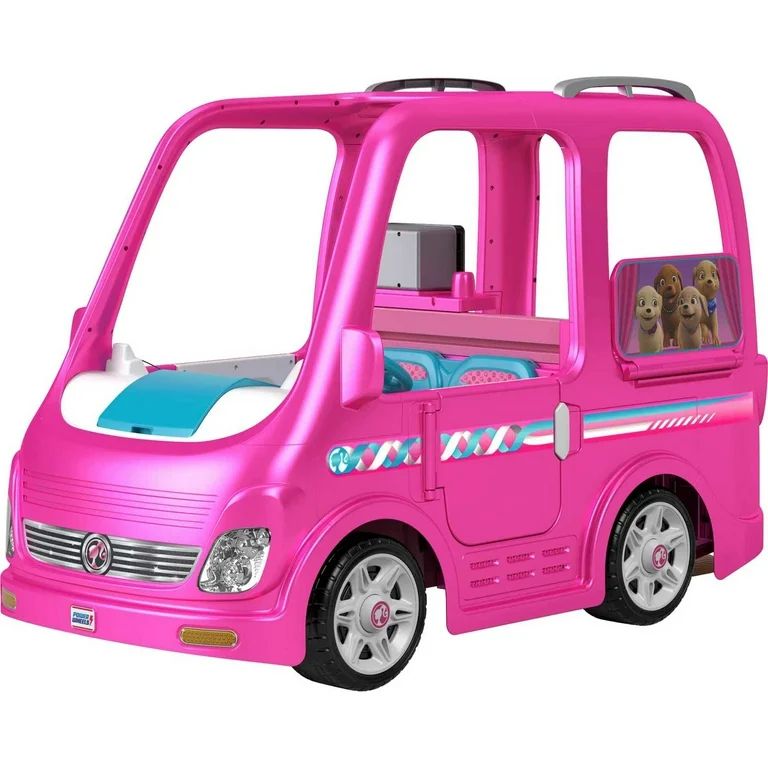 12V Power Wheels Barbie Dream Camper Battery-Powered Ride-On with Music Sounds & 14 Accessories | Walmart (US)