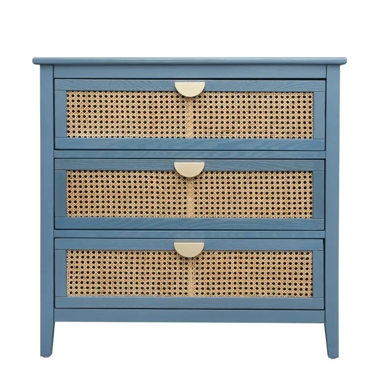 Natural Rattan 3-Drawer Cabinet - Authentic American Furniture for Bedroom, Living Room, and Stud... | Walmart (US)