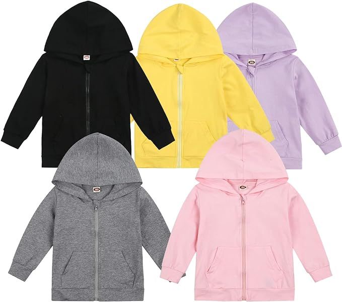 Baby Zip Up Hoodie, Unisex inflant Toddler Long Sleeve Sweatshirts Lightweight Jacket Hooded Coat... | Amazon (US)