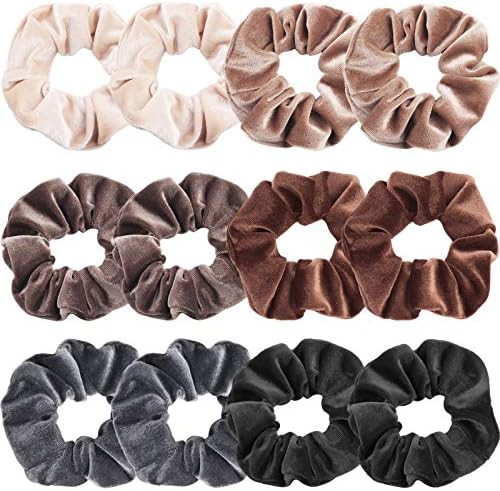 Neutral Velvet Scrunchies - 12 Pack | Amazon (US)