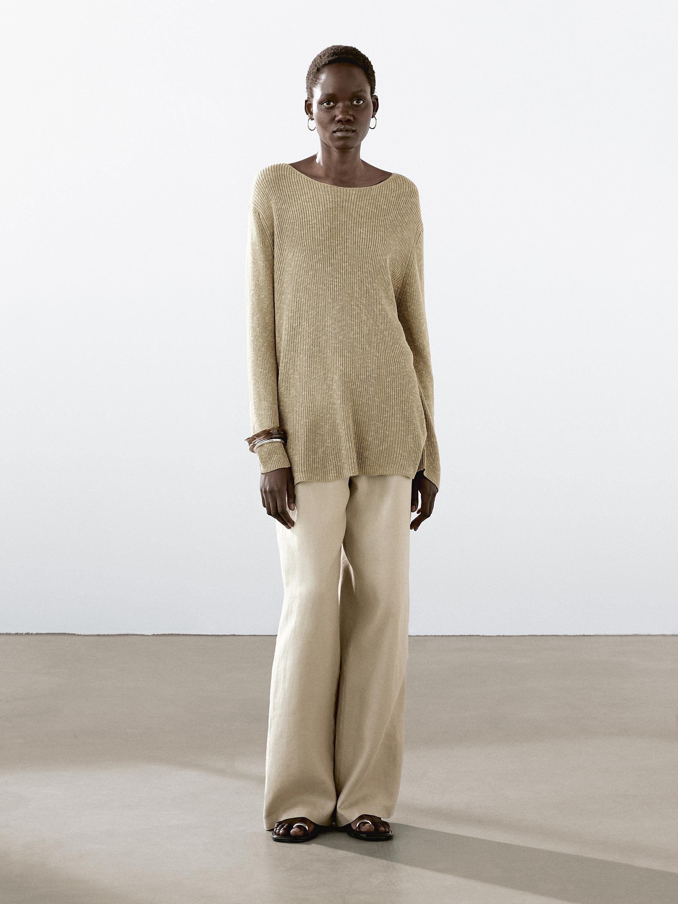 Cotton blend knit sweater | Massimo Dutti UK