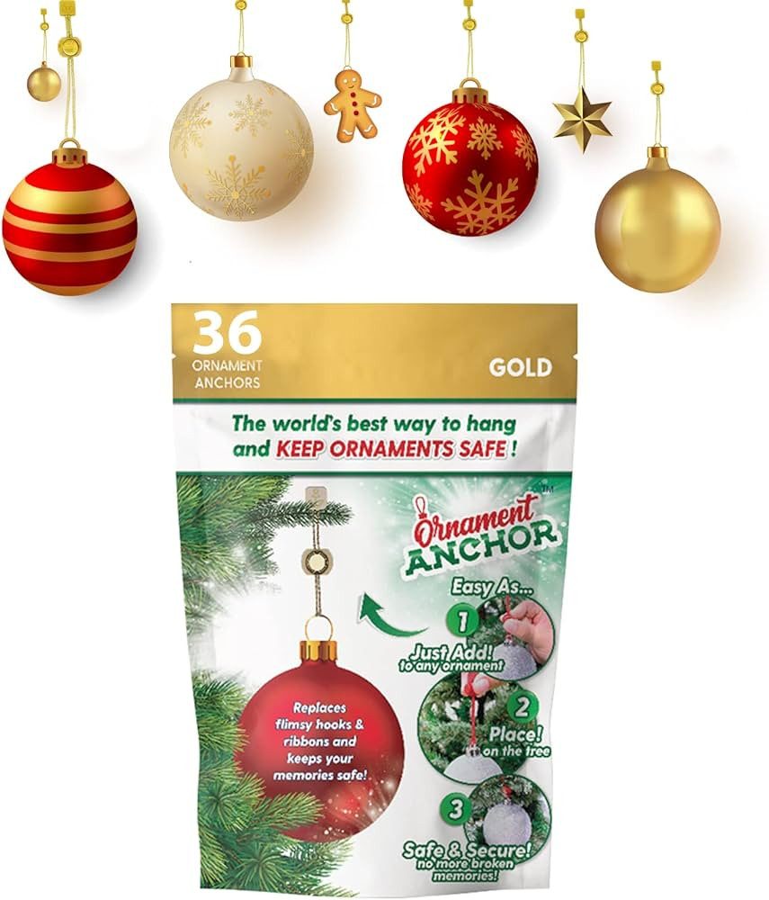 ORNAMENT ANCHOR Ornament Hooks for Hanging Christmas Decorations - No-Slip Hanging Hooks for Xmas... | Amazon (US)