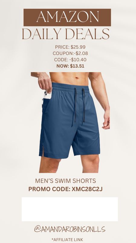 Amazon Daily Deals
Men’s swim shorts 

#LTKSwim #LTKSaleAlert #LTKMens