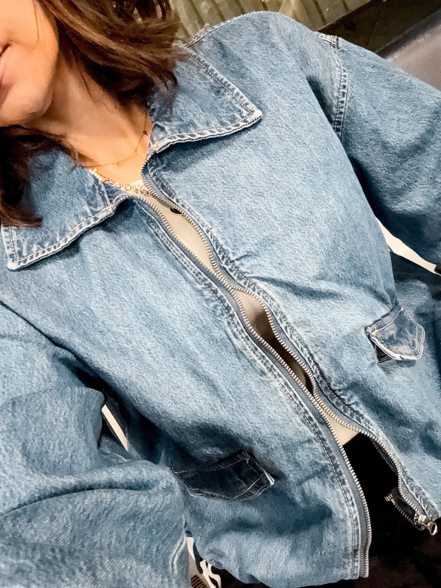 Found the cutest bomber denim jacket 
Great fit and structure 
I am in xs


#LTKootd #LTKTravel #LTKOver40