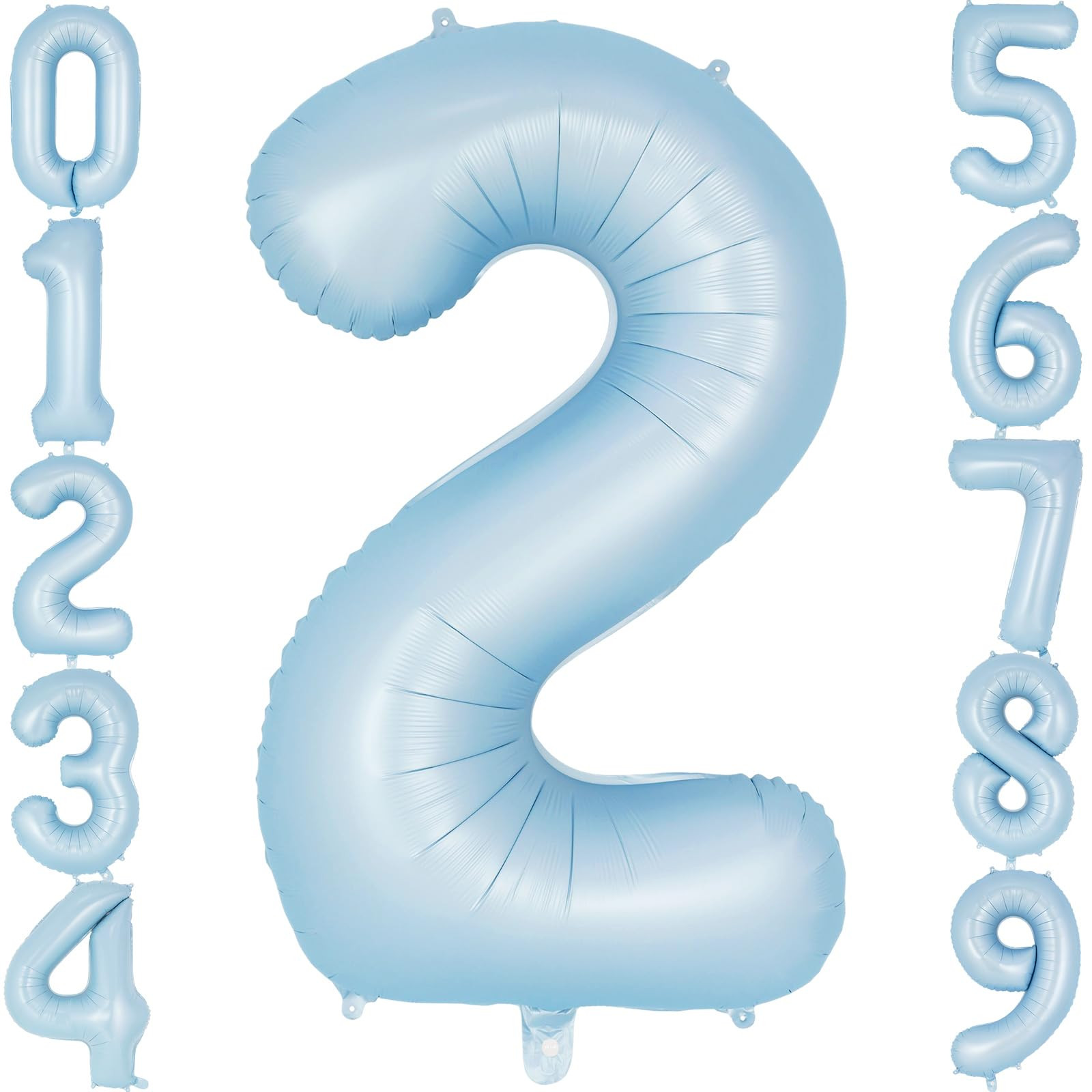 Light Blue Number 2 Balloon, 40 Inch Big Large Foil Number Balloons, Giant Mylar Number 2 Balloon... | Amazon (US)